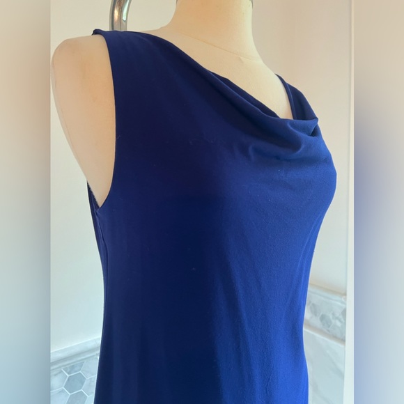 Eileen Fisher Sleeveless Cowl Neck A-Line Jersey Navy Dress Sz S - Picture 3 of 9